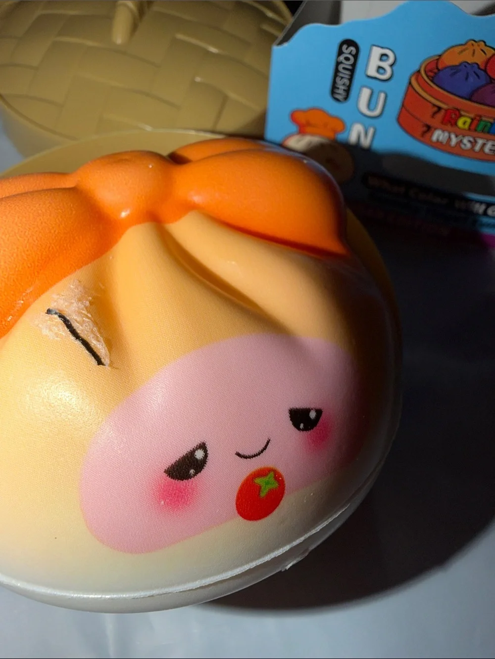 Mystery Bun Squishy Toy - Orange & Pink Cute Character